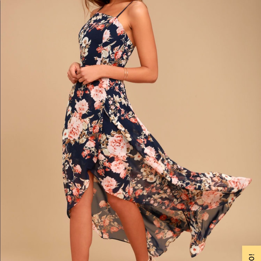 Lulus Navy Blue Floral Dress